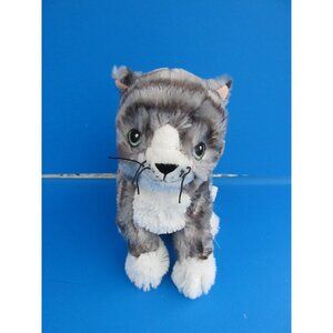 IKEA Lilleplutt Plush Gray & White Tabby Cat Stuffed Animal Toy 10"